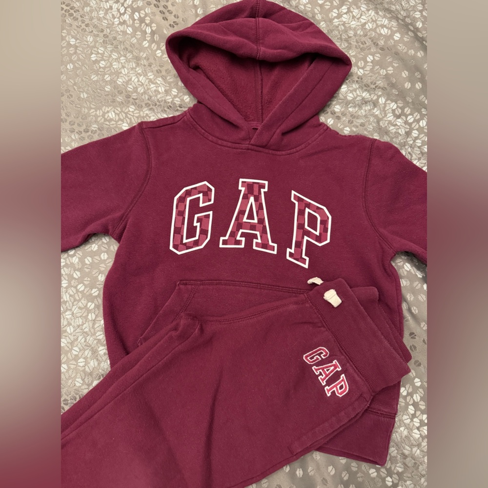 GAP Kids Burgundy Sweatpants and Hoodie Set